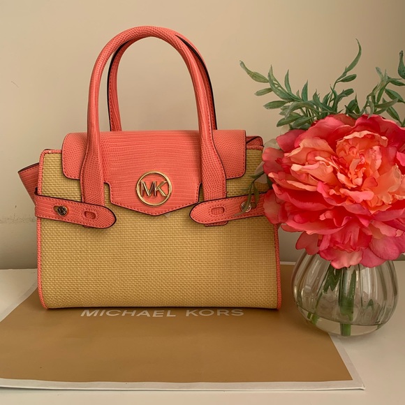 Michael Kors Carmen Leather Flap Satchel Grapefruit Pink - Main Image